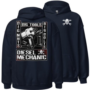 Diesel Mechanic Big Tools Hoodie Sweatshirt in navy